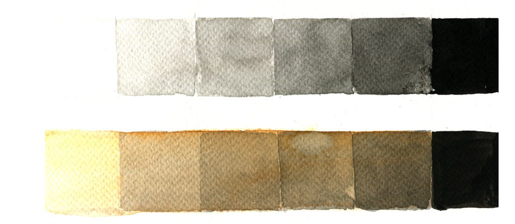 Tonwerte und Übermalung, Grisaille